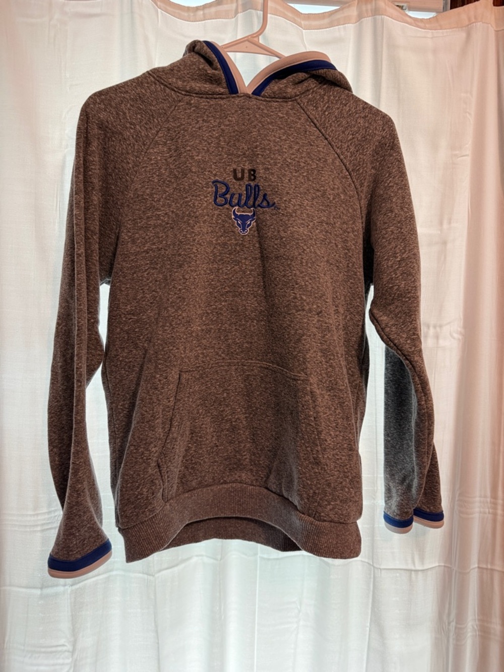 Champion Women's Brown Heather UB Bulls Hooded Sweatshirt with Blue Trim